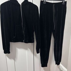 Black Velour Tracksuit Set